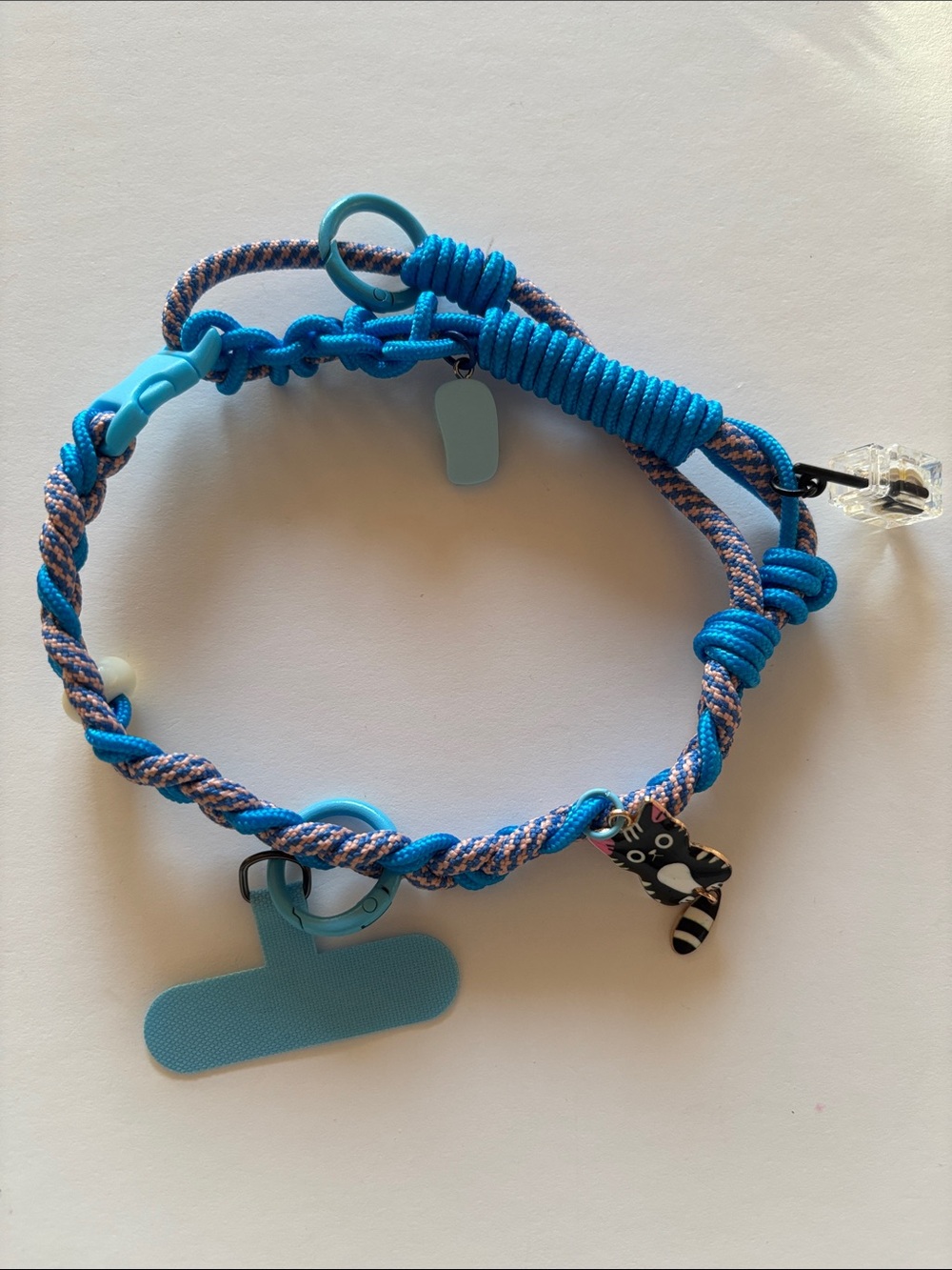 Unisex Durable 14” Phone Lanyard with Hand-Braided Rope & Cat Charm